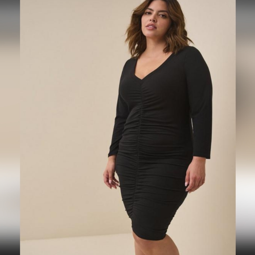 NWT 3X Torrid Mini Jersey Bodycon Dress Long Sleeve- Black Sz 3X(22/24) … - Picture 2 of 12